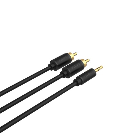 Kabel Przewód Unitek C19021BK Audio Mini Jack 3,5 mm Na 2x RCA 3 m Czarny