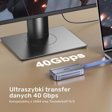 Kabel Przewód Unitek USB-C Do USB-C USB4 40 Gbps PD 240 W 8K 13 cm Czarny