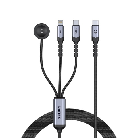 Kabel Przewód Unitek USB-C Lightning Apple Watch PD 100 W 480 Mbps 1,2 m