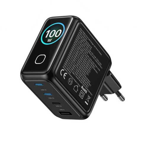 Ładowarka Unitek GaN PD 3.0 QC 4.0 100 W 3x USB-C 1x USB-A Wyświetlacz