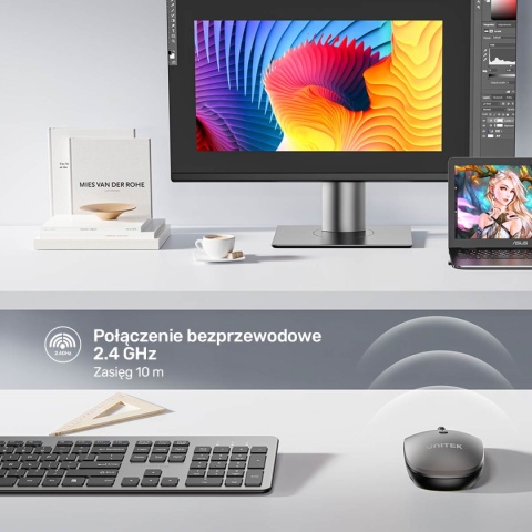 Myszka Unitek Bezprzewodowa Optyczna 2,4 GHz Do Laptopa Komputera Biurowa