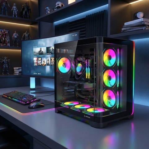 Obudowa Gamingowa PC Rampage LYRON Mid Tower M-ATX 7 Wentylatorów ARGB