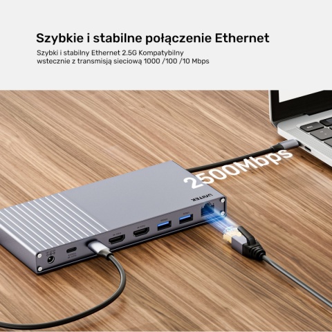 Stacja Dokująca Unitek USB4 40 Gbps HDMI 2.1 8K 120 W 6x USB-C Czytnik SD