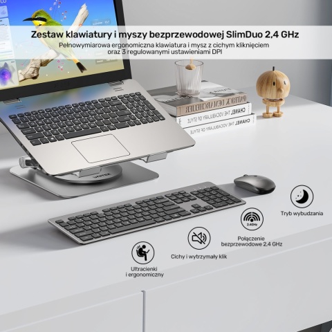 Zestaw Klawiatura Myszka Unitek SlimDuo Bezprzewodowy 2,4 GHz