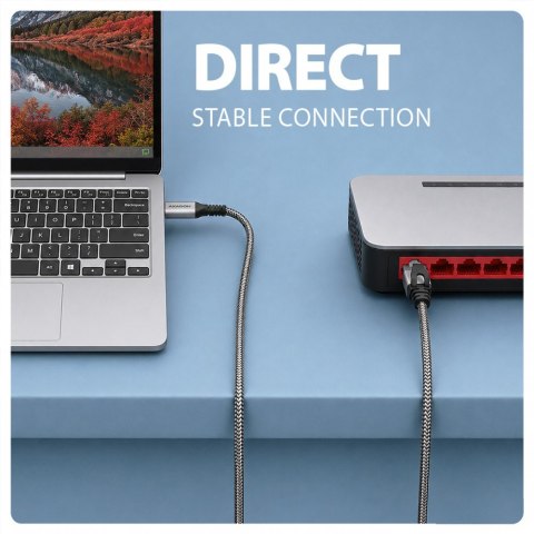 AXAGON ADE-CM20 USB-C Gigabit Ethernet adapter z zintegrowanym kablem sieciowym CAT6 RJ-45 2 m