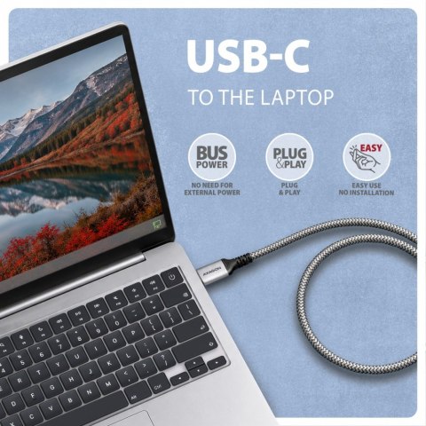 AXAGON ADE-CM30 USB-C Gigabit Ethernet adapter z zintegrowanym kablem sieciowym CAT6 RJ-45 3 m