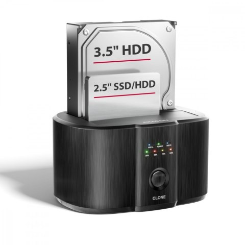 AXAGON ADSA-SC Stacja dokująca, USB 3.2 Gen 1 - 2x SATA 6G 2.5"/3.5" SSD/HDD CLONE DUAL