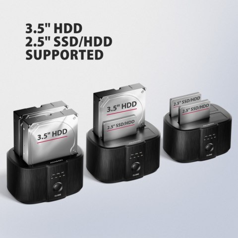 AXAGON ADSA-SC Stacja dokująca, USB 3.2 Gen 1 - 2x SATA 6G 2.5"/3.5" SSD/HDD CLONE DUAL