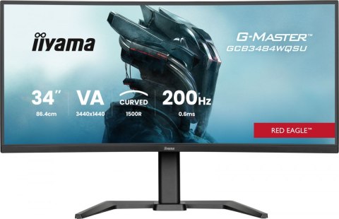 IIYAMA Monitor G-Master 34 cale GCB3484WQSU-B2,VA,UWQHD,200Hz,1500R,21:9, 450cd, 2x5W, PIP, PBP, 2xHDMI, DP, 2xUSB 3.2, 2xUSB-C, Du