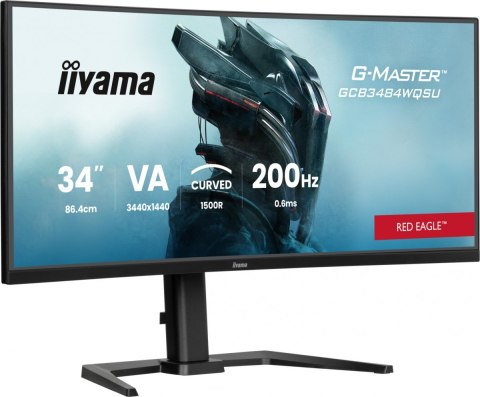 IIYAMA Monitor G-Master 34 cale GCB3484WQSU-B2,VA,UWQHD,200Hz,1500R,21:9, 450cd, 2x5W, PIP, PBP, 2xHDMI, DP, 2xUSB 3.2, 2xUSB-C, Du