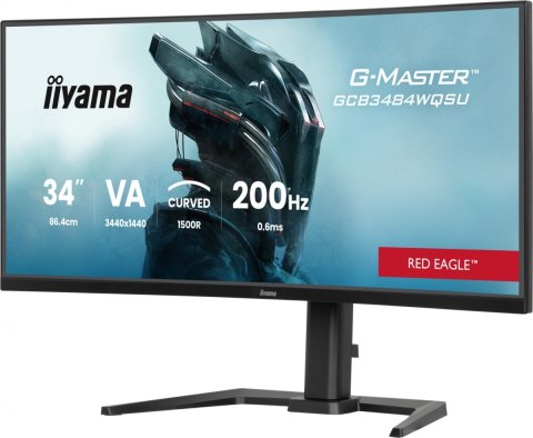 IIYAMA Monitor G-Master 34 cale GCB3484WQSU-B2,VA,UWQHD,200Hz,1500R,21:9, 450cd, 2x5W, PIP, PBP, 2xHDMI, DP, 2xUSB 3.2, 2xUSB-C, Du