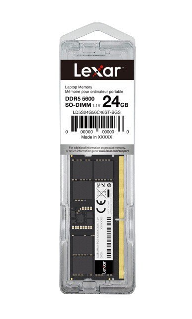 Lexar Pamięć do laptopa DDR5 SODIMM 24GB(1*24GB)/5600 CL46