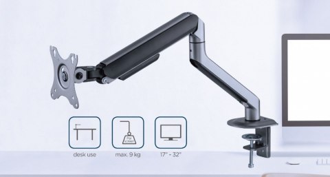 Gembird Ramię biurkowe na monitor (regulowane) od 17 do 32 cale, obciążenie do 9kg, kolor szary
