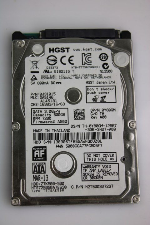 DYSK TWARDY HGST 500GB HDD 2,5" 7200 SATA